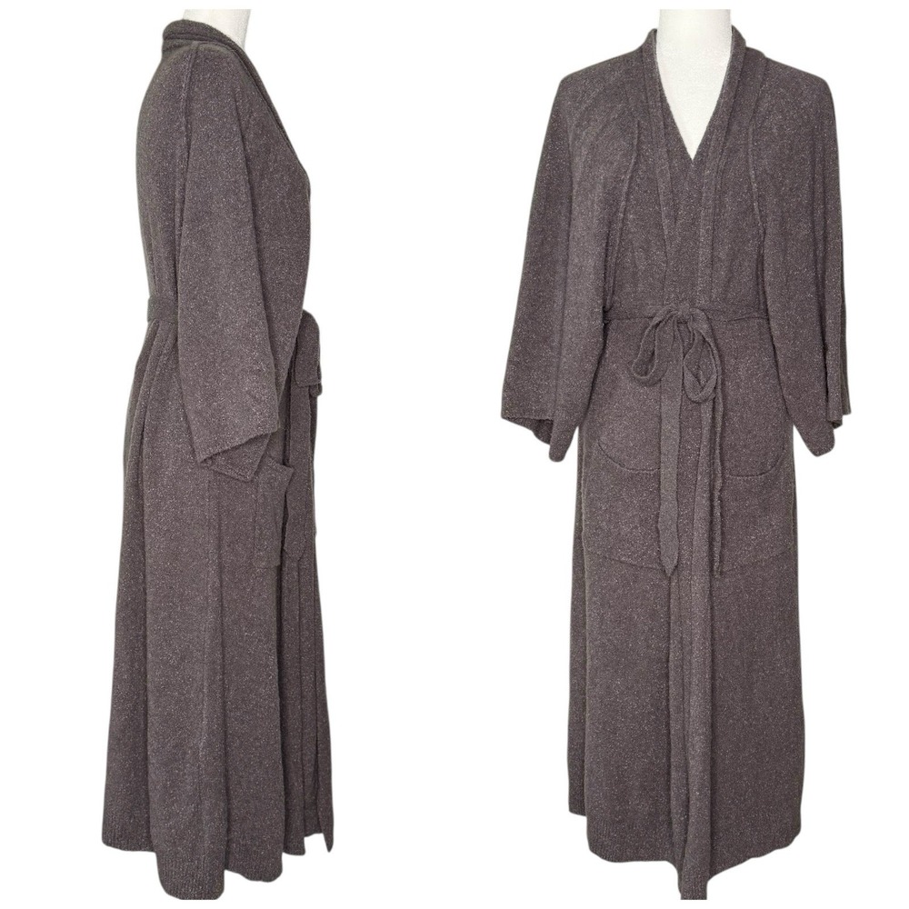 Long Cozy Kimono Robe in Charcoal Gray